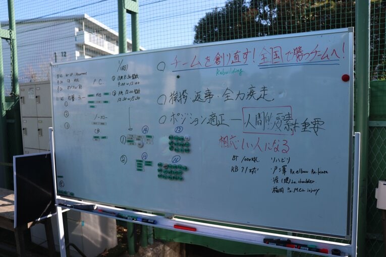 センバツ発表を控えたある日曜日の練習は、午前と午後の2班に分け4時間以内の密度の濃い練習が行われた（１月撮影）©Yuki Kashimoto