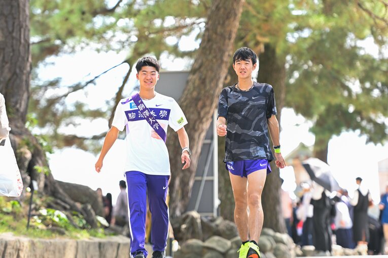 出雲駅伝スタート前の駒澤大陣営　©Nanae Suzuki