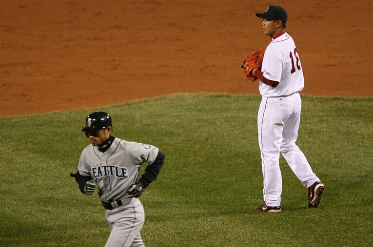 2007年MLBでのイチローと松坂大輔 ／ photograph by Hideki Sugiyama