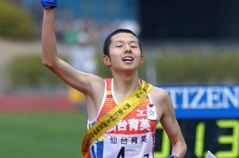 仙台育英高時代は全国高校駅伝で3連覇を達成した梁瀬峰史さん。超強豪校で3大会すべてに出走したのは梁瀬さんだけだった ／ photograph by JIJI PRESS