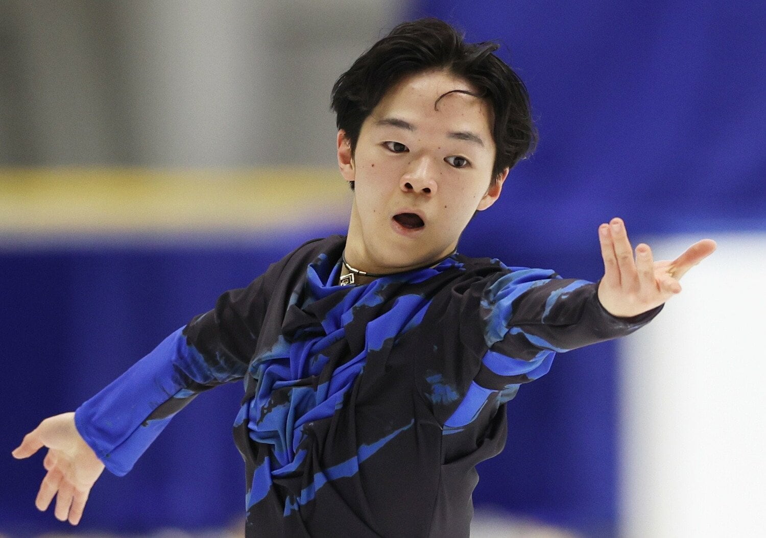 昨年の全日本選手権フリーでの鍵山　©JIJI PRESS