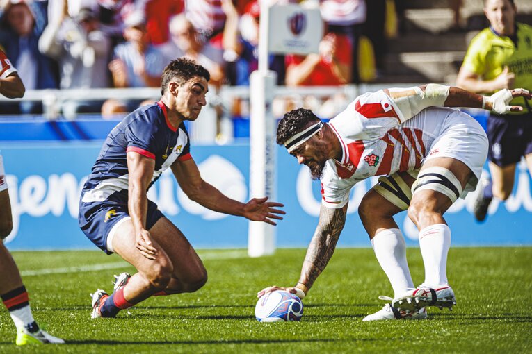 アマト・ファカタヴァのトライ（2023年ラグビーW杯アルゼンチン戦）【3/5枚】　©︎Kiichi Matsumoto