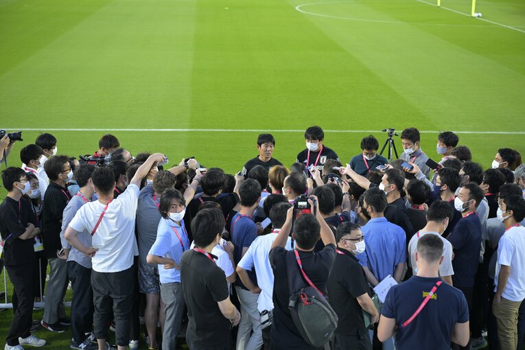 コスタリカ戦翌日、森保監督は取材に応じる　©Koki Nagahama/JMPA