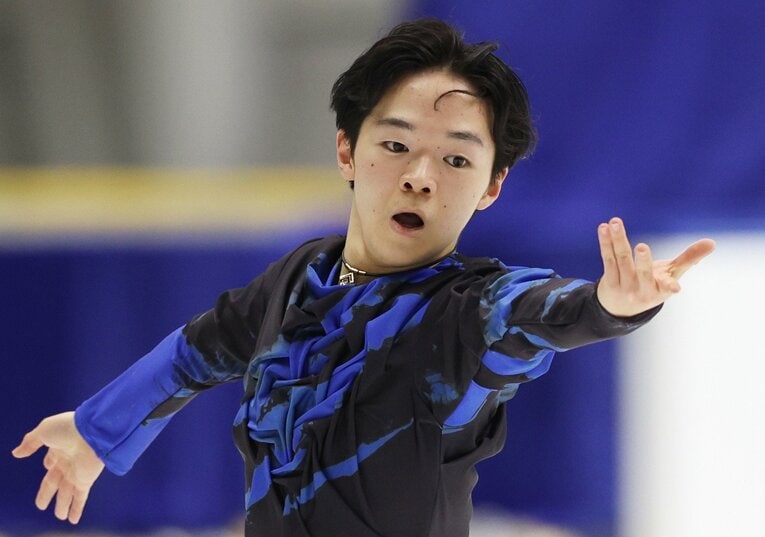 昨年の全日本選手権フリーでの鍵山　©JIJI PRESS