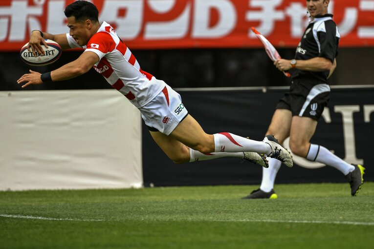 テストマッチ・ルーマニア戦でのトライ（2017年）　©Takuya Sugiyama