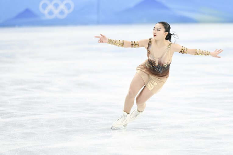 北京五輪SPでの坂本の演技。リショー氏は“特別な選手”だと語る　©Asami Enomoto/JMPA