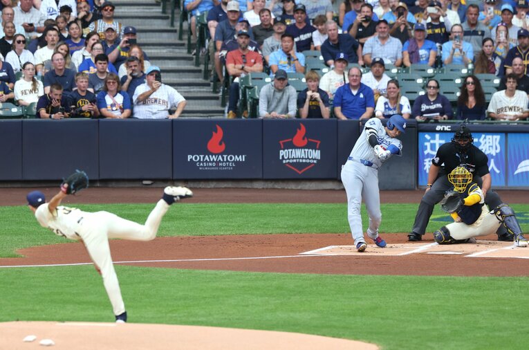 大谷がミジオロウスキーから放った本塁打　©JIJI PRESS