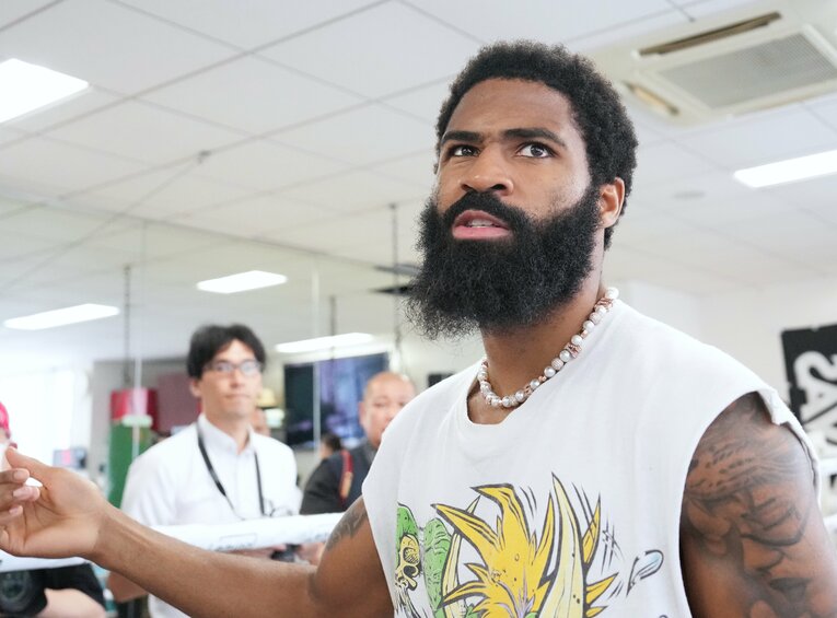 公開練習時は長い顎髭をたくわえていたスティーブン・フルトン　©Naoki Fukuda