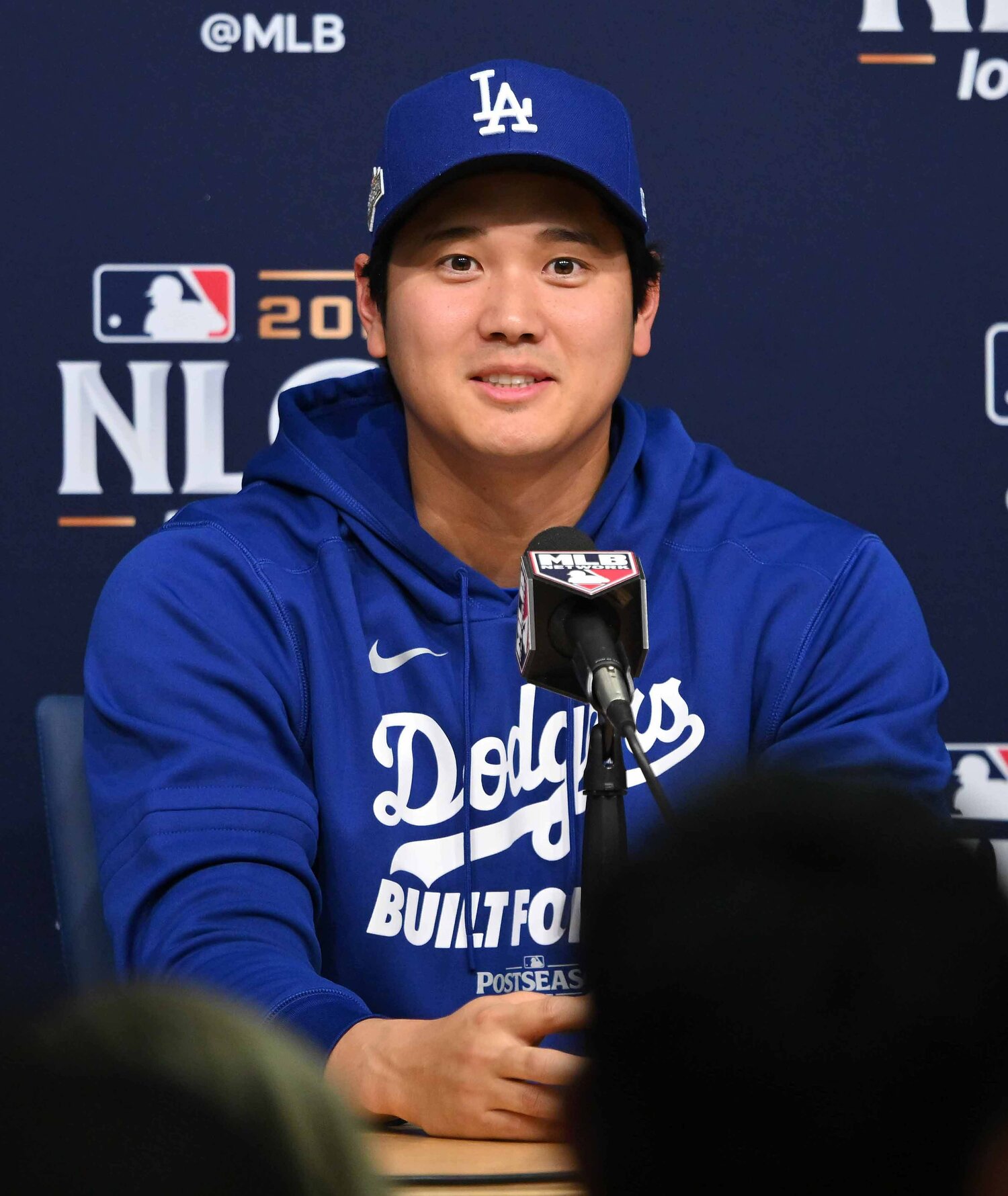 会見で朗らかな表情の大谷 ©JIJI PRESS