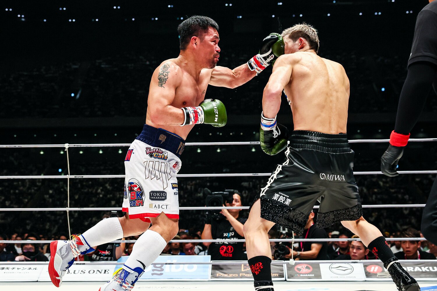 3ラウンドには手数が増えたパッキャオだったが、試合を通して安保に苦しめられた ©RIZIN FF Susumu Nagao