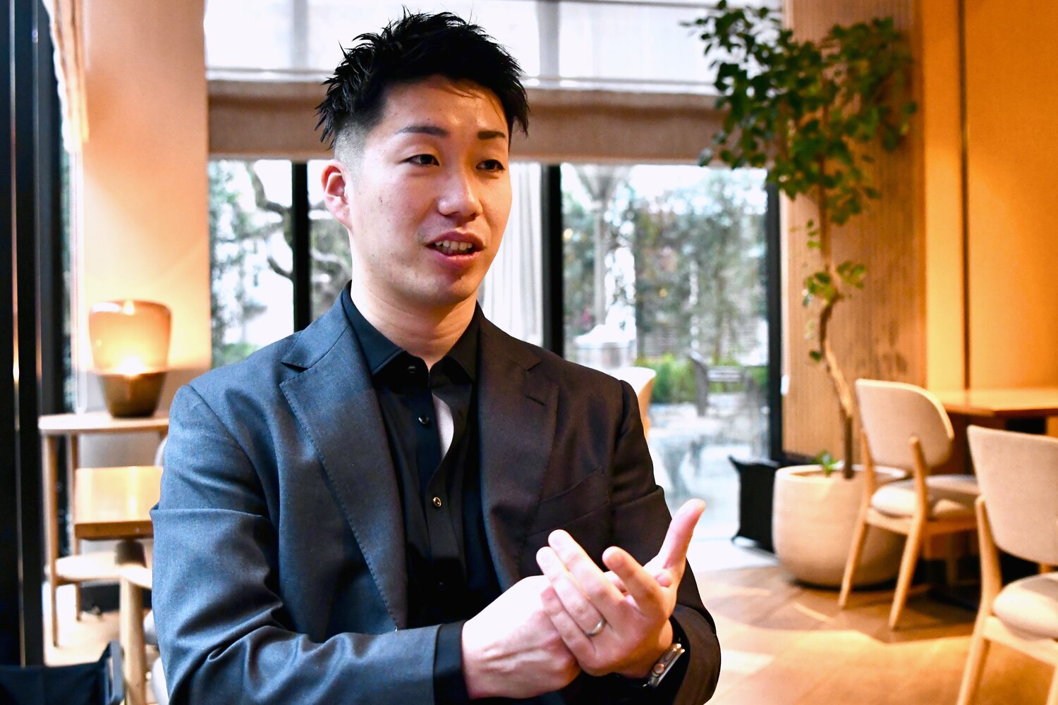 北朝鮮代表の内情を語った韓勇太氏。現在はサッカーを離れ、仕事をしながらラグビーやボクシングに挑戦している　©Kang Hyeong Gi