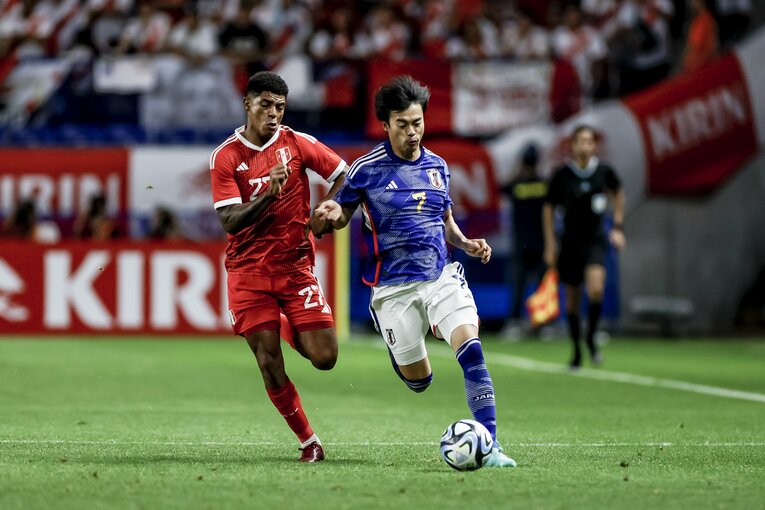6月のペルー戦で1ゴール1アシスト。再三にわたり左サイドを突破した ©︎Kiichi Matsumoto