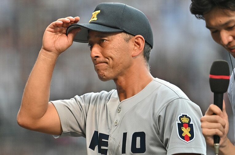 夏の甲子園で日本一となった慶応義塾高校。森林貴彦監督のチャレンジはその後も続いている ／ photograph by Hideki Sugiyama