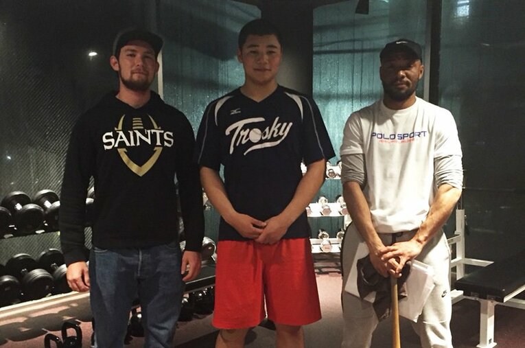 高1の冬、ジムにて。体格的には完成しつつあるが、ビルドアップ度は現在と段違いだ。 ／ photograph by Sports Graphic Number