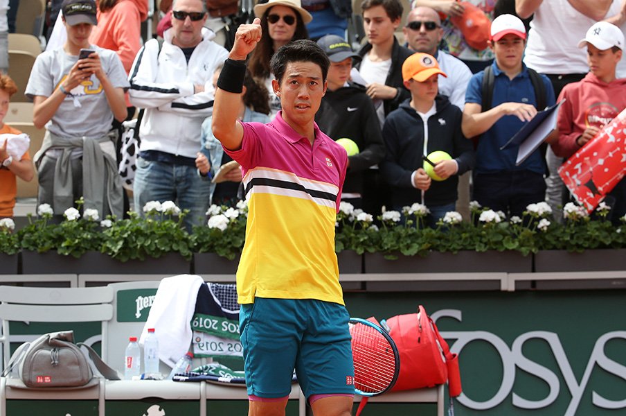 下克上を狙われる立場の錦織圭が、全仏初戦で取り払った不安要素。<Number Web> photograph by Getty Images