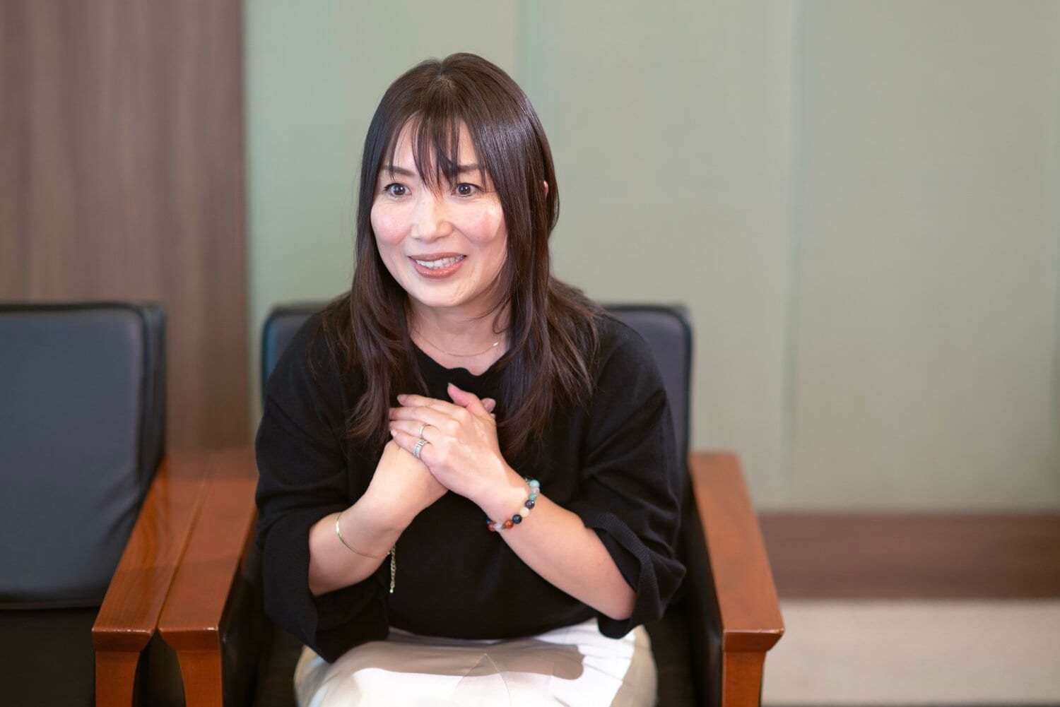 インタビューに答える府川唯未さん　©Takuya Sugiyama