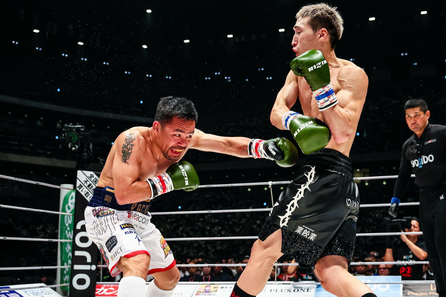 安保は体格差を活かしつつ、「よけながら打つ」ことを意識していた ©RIZIN FF Susumu Nagao