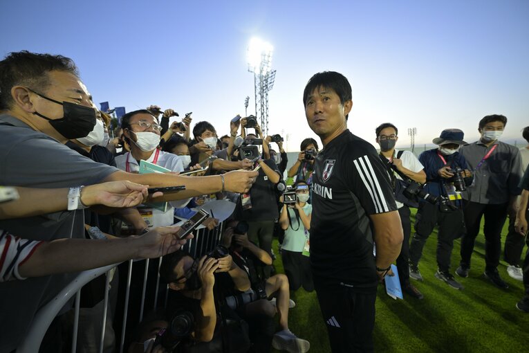 コスタリカ戦翌日、森保監督は取材に応じる　©Koki Nagahama/JMPA