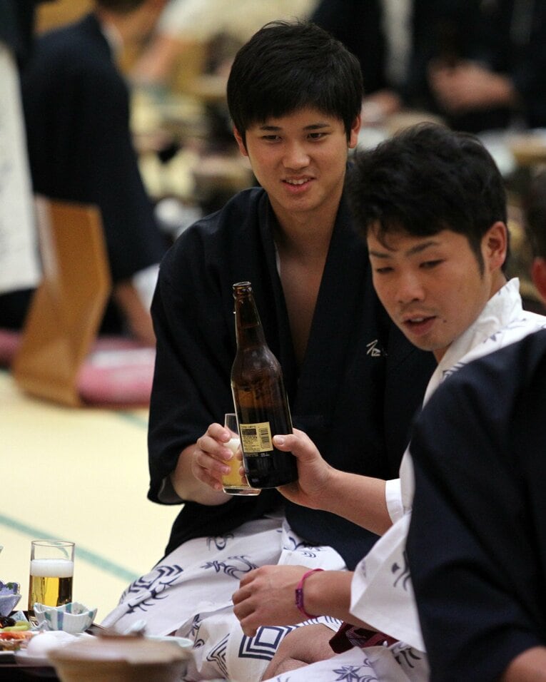 2014年11月、日本ハムの選手納会で。©Sankei Shimbun