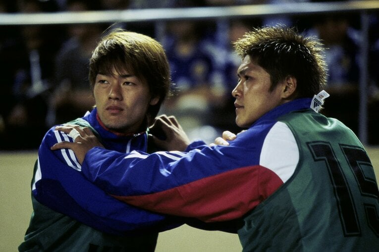 2003年5月、ジーコ監督によってA代表に招集された松井と大久保　©AFLO