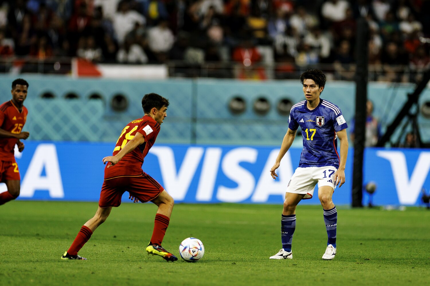 スペイン戦に先発出場し、後半途中で遠藤と交代した田中　©Kiichi Matsumoto/JMPA