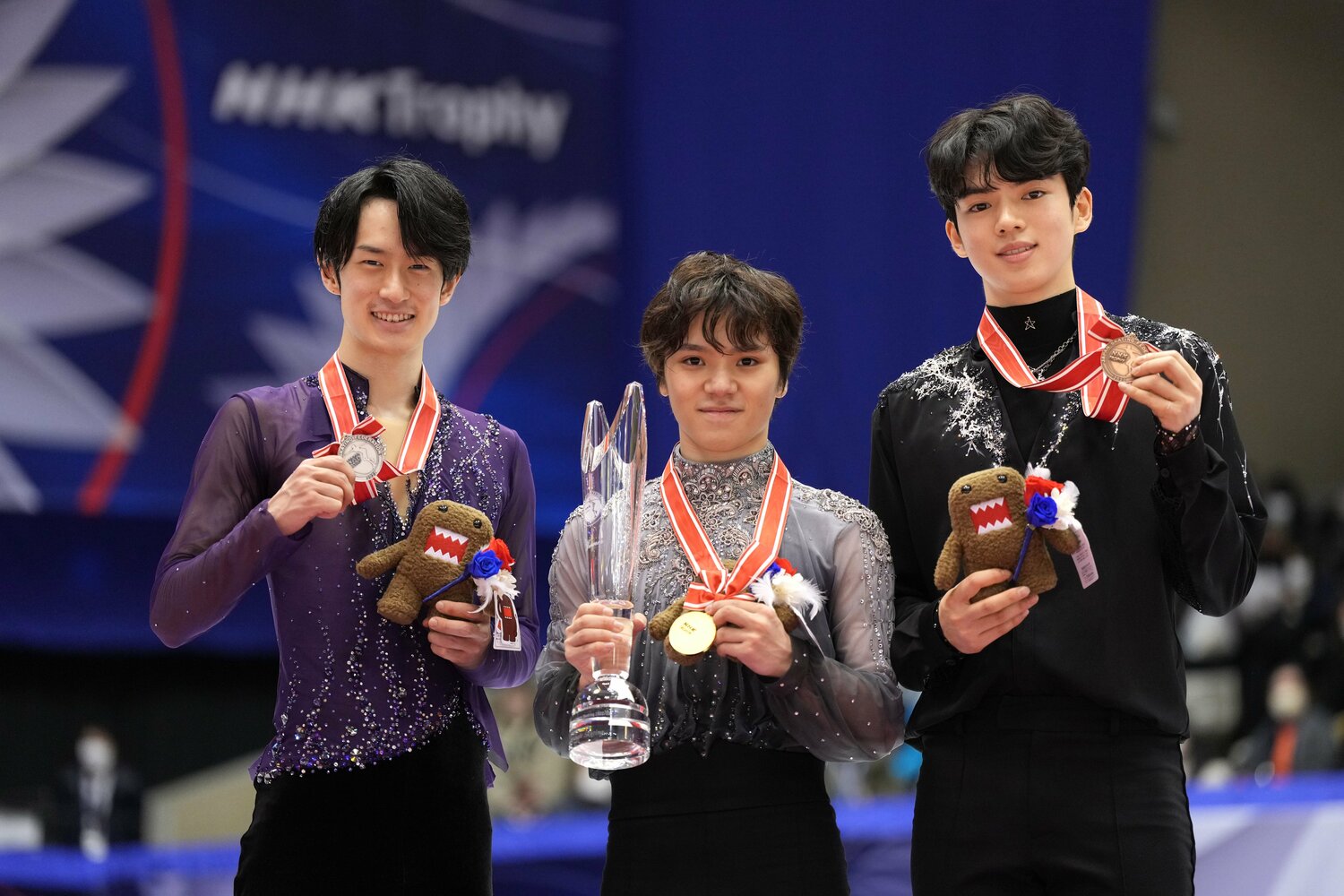 今回のNHK杯では、1位宇野、2位山本、3位チャ・ジュンファン　©Getty Images