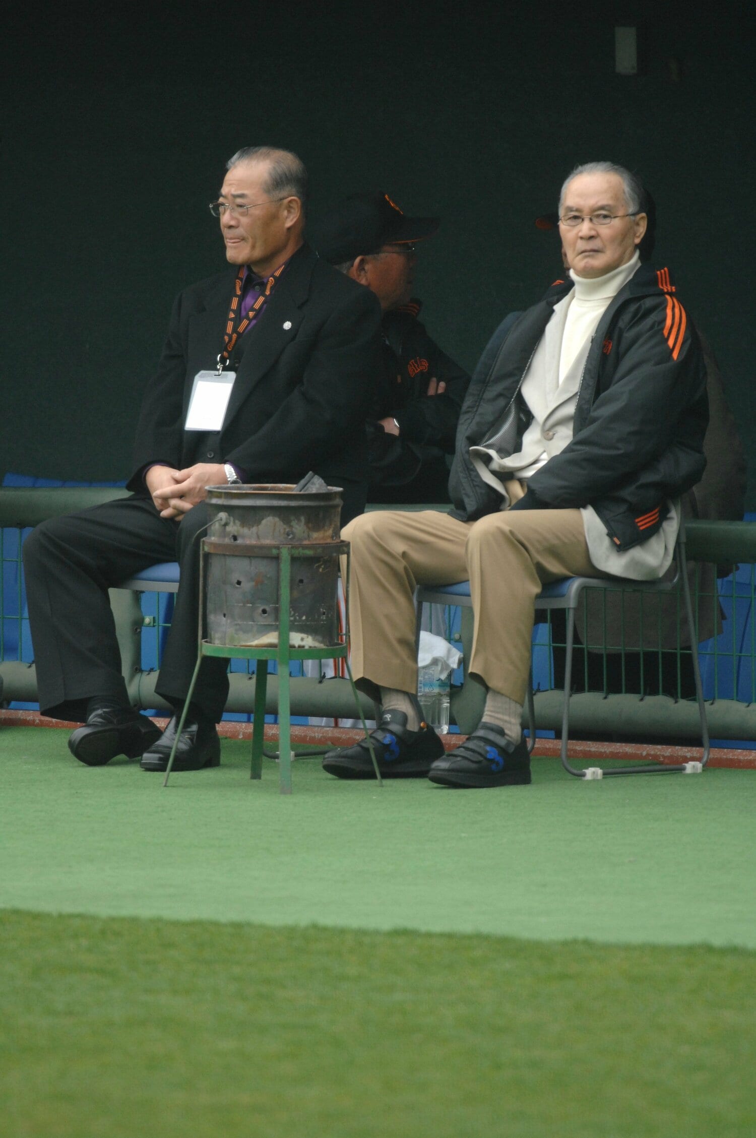 巨人時代は選手・監督の間柄だった長嶋茂雄さんと。2007年の宮崎キャンプで ©Takashi Shimizu