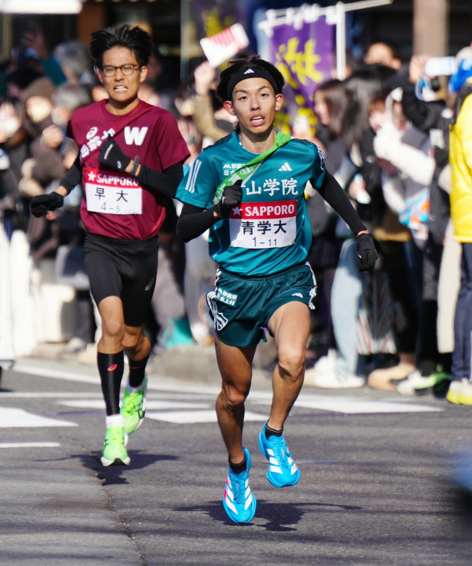 従来の区間記録を2分近く更新した黒田。5区の付き添いとなった松田にとっても衝撃的な走りだった ©︎JIJI PRESS