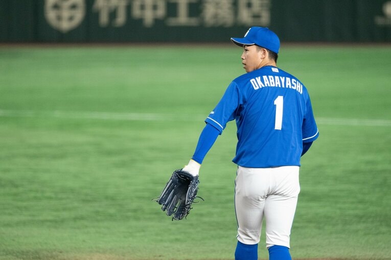 今回バンテリンドームで一番ユニフォームが多かった岡林勇希（23歳）。2019年ドラフト5位で三重県立菰野高から中日入り　©Miki Fukano