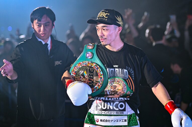 3度目の防衛に成功したWBCバンタム級チャンピオンの中谷潤人（27歳）。圧巻KOでプロデビューから続く連勝記録を「30」に伸ばした ／ photograph by Hiroaki Yamaguchi