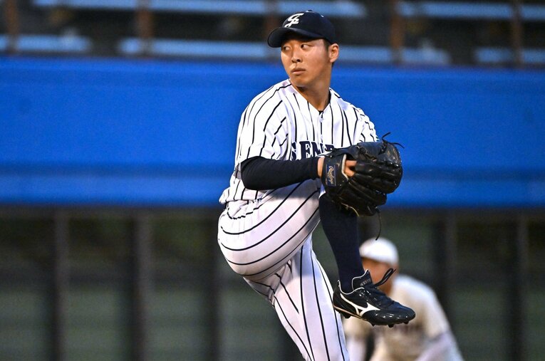 仙台大3年生の渡邊。MAX152キロの左腕はスカウトも注目だが、そのキャリアは波乱万丈だ　©Hideki Sugiyama