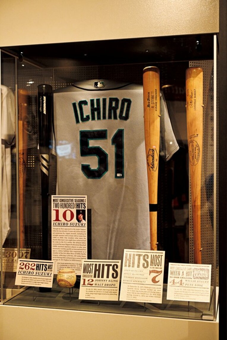 野球殿堂博物館にはイチローの現役時代の記録にまつわる道具も数多く収蔵されている　©︎Naoya Sanuki