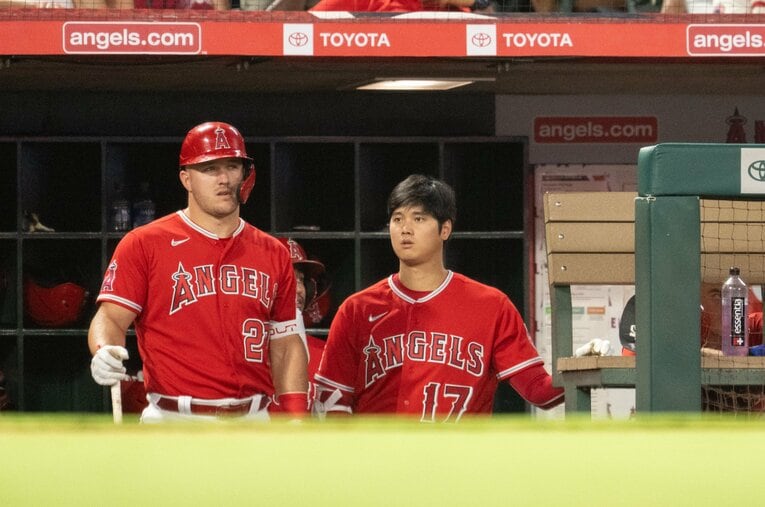 エンゼルス時代は「トラウトと大谷」の並びが2、3番というパターンが大半だった　©Nanae Suzuki