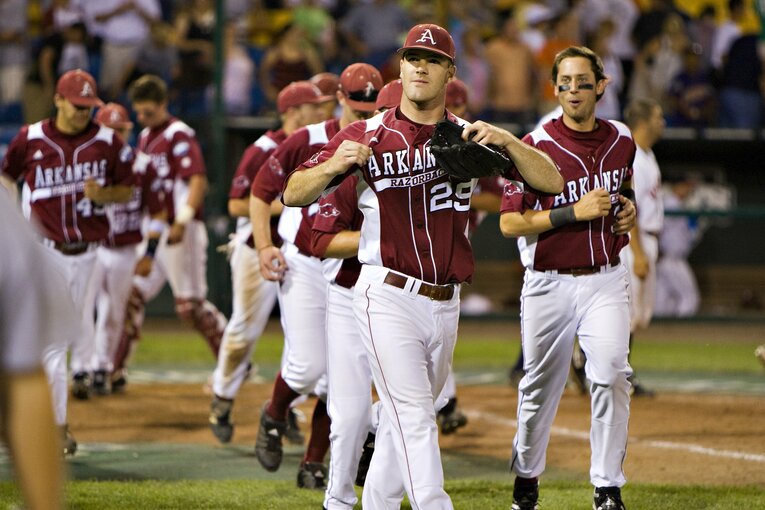 2009年アーカンソー大学時代のカイケル。髭がない時代の貴重な写真だ　©︎Getty Images