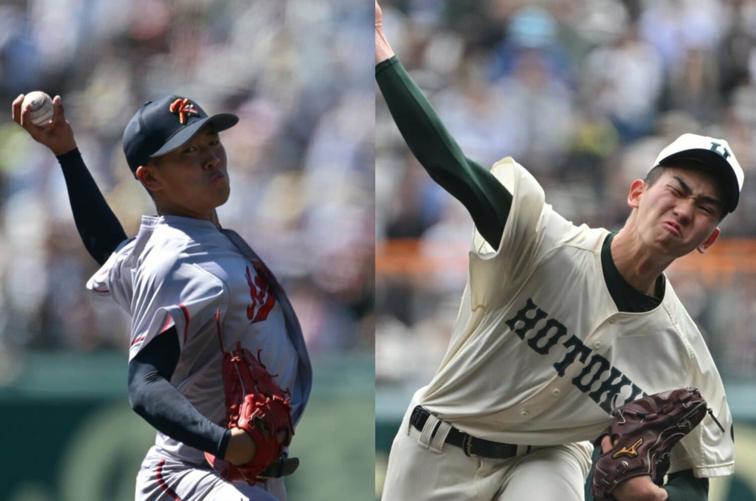 アジア大会で主戦となる中崎と今朝丸(報徳学園)。実は中学時代はチームメイトでもある ©Hideki Sugiayama