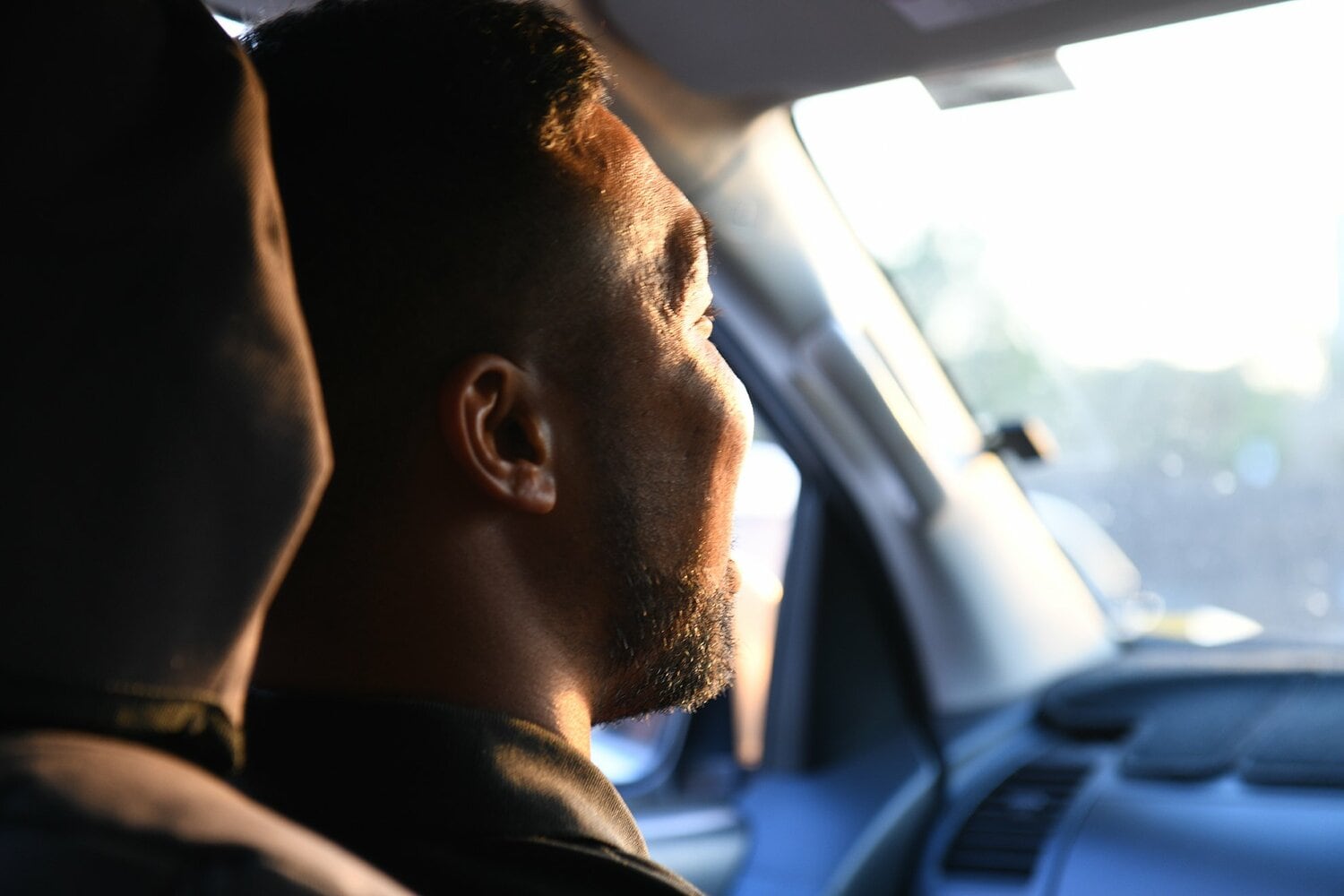 2025年9月、ホテルから試合会場のパット・ラフター・アリーナへ向かう車内で　©Kokou Sekine