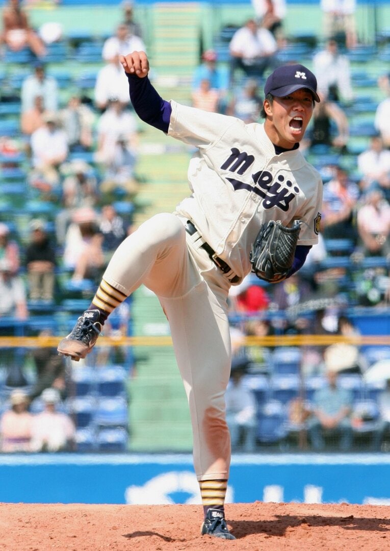 明大時代の柳　©JIJI PRESS