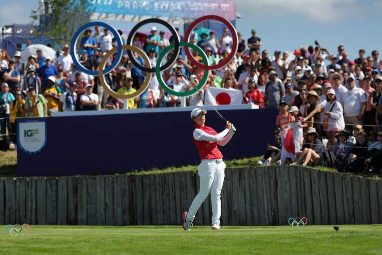 初日はダブルボギーを叩くなど、5オーバーと出遅れた笹生優花。後半の巻き返しに期待がかかる　©︎AFP/AFLO