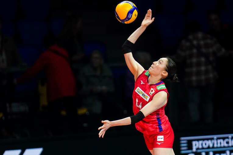 2022年世界選手権、中国戦での石川真佑　©︎Getty Images