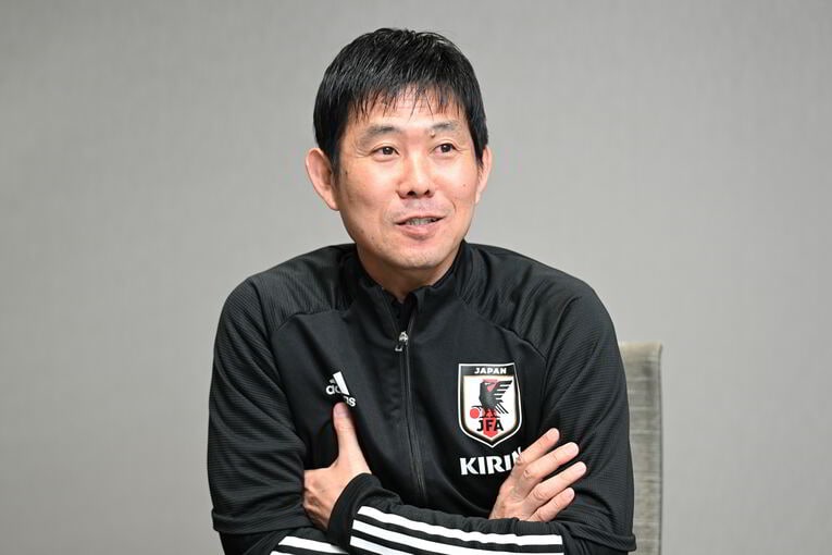 NumberWebのインタビューに応じた森保一監督（56歳）　©Keiji Ishikawa