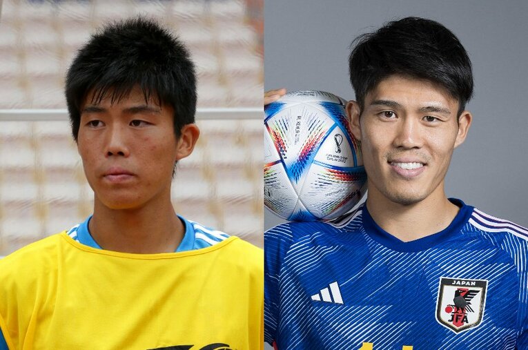 カタールW杯で日本代表の中心選手として期待される冨安健洋（24歳）。左は15歳のとき。冨安の中学時代の“急成長ぶり”を恩師に聞いた ／ photograph by AFLO／Getty Images