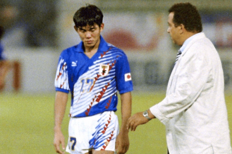 1993年「ドーハの悲劇」。森保は当時25歳。この3年前に森保は高校の同級生と結婚している ／ photograph by Sankei Shimbun