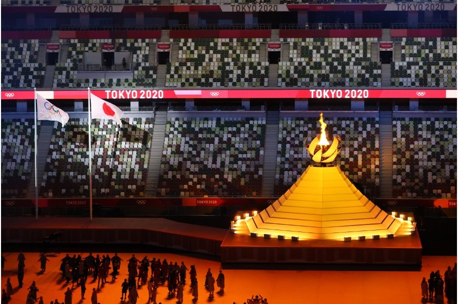 東京五輪の開会式。豊原アナは実況を担当した　©JMPA