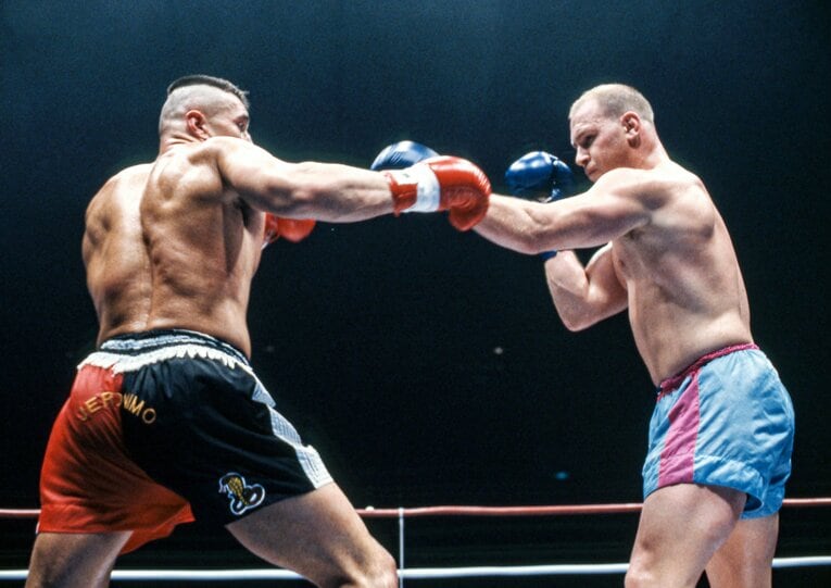 1995年5月、グランプリ準決勝でジェロム・レ・バンナと対戦　©Susumu Nagao