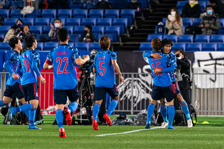 日韓戦でA代表デビュー戦にして初ゴールを決めた©︎JMPA