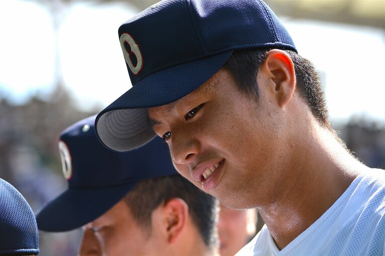 昨夏の甲子園を制した末吉。今春以降、故障のためマウンドから遠ざかっていた　©Takarin Matsunaga