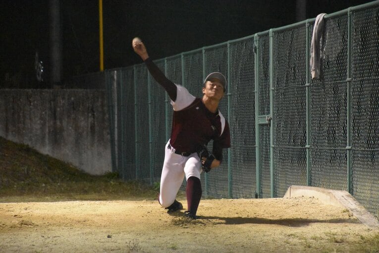 11月4日撮影の森木のフォーム。アームアングルの高さがわかる ©Takahiro Kikuchi