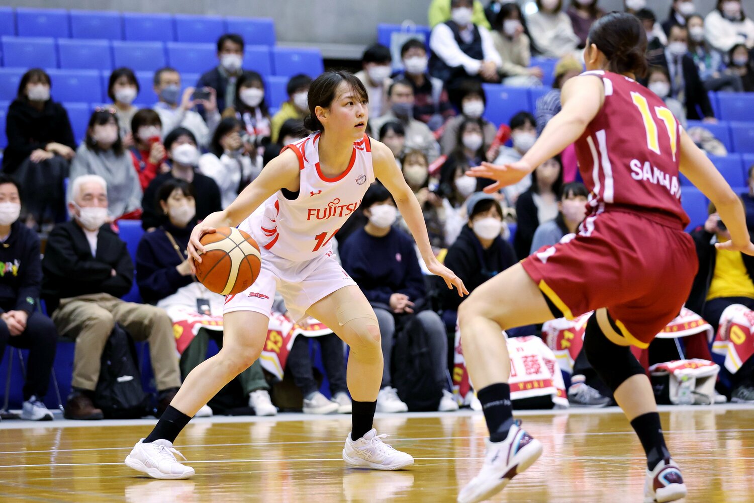 富士通レッドウェーブでプレーした真美子さん(2023年3月) ©︎Naoki Nishimura/AFLO SPORT