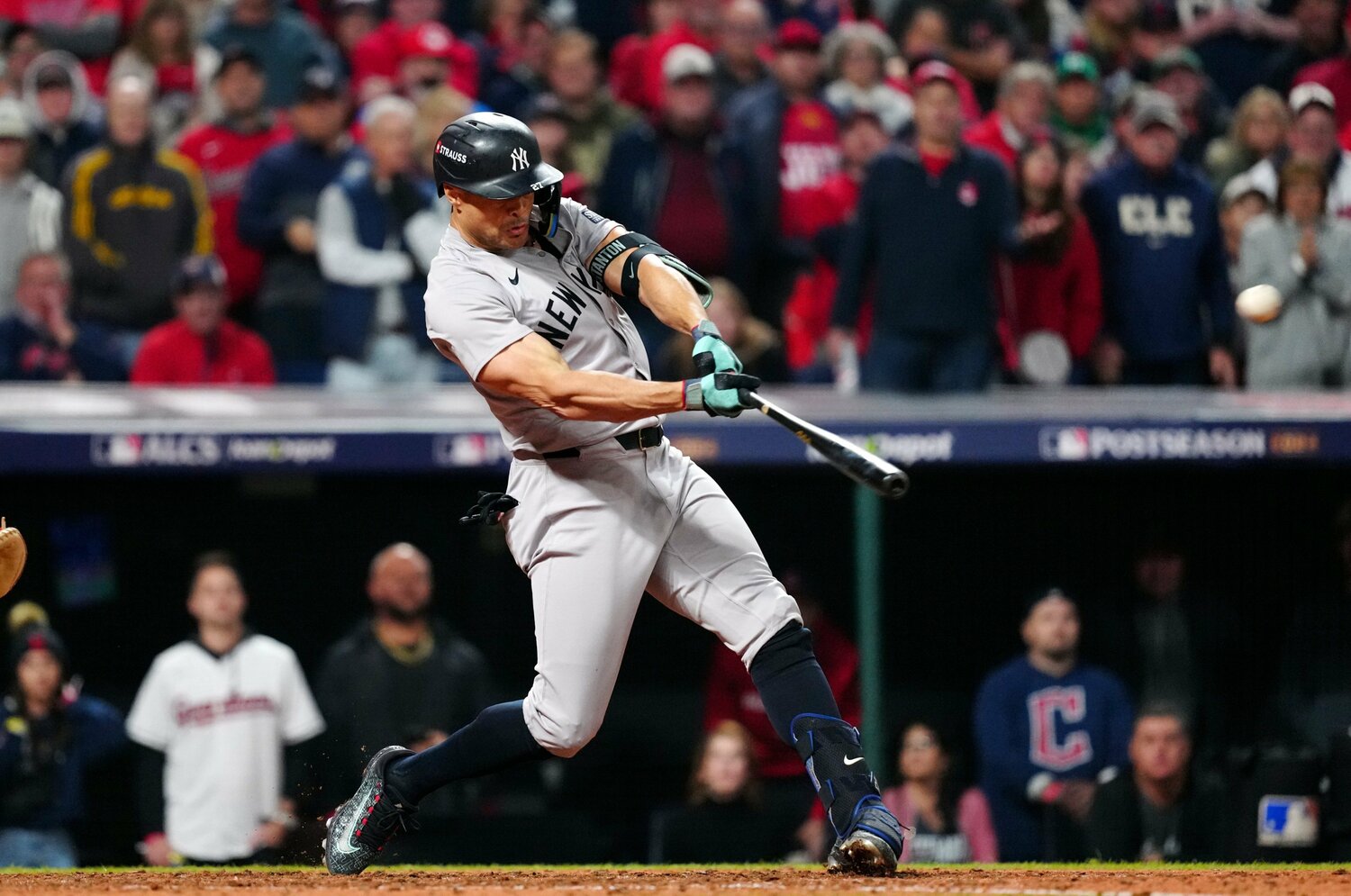 今ポストシーズンで5本塁打のスタントン。ドジャースとしてはジャッジ、ソトとともに要警戒となる　©Getty Images