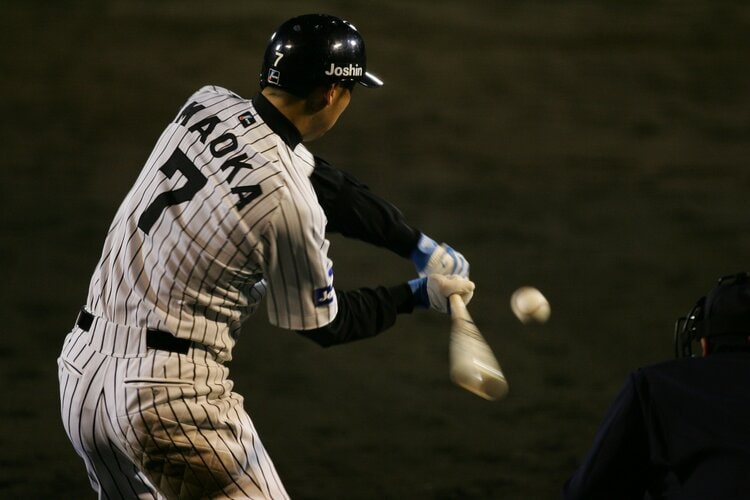 元阪神タイガースの今岡誠選手の試合用バット - 野球